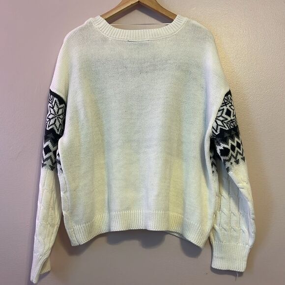 Lane Bryant Fair Isle Cable Knit Sweater Women 18/20 Ivory Cabin Preppy Winter - Picture 5 of 11